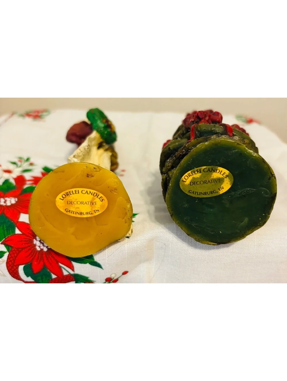 Vintage 1993 & 1994 Artist Signed Lorelei ChristmasTree Santa Candle Gatlinburg